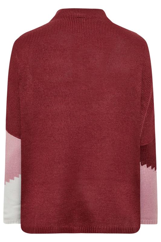 Curve White & Pink Colour Block Turtle Neck Oversized Jumper | Yours Clothing 7