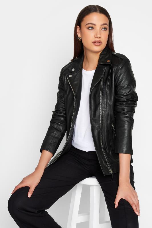 LTS Tall Women's Black Leather Biker Jacket | Long Tall Sally 1