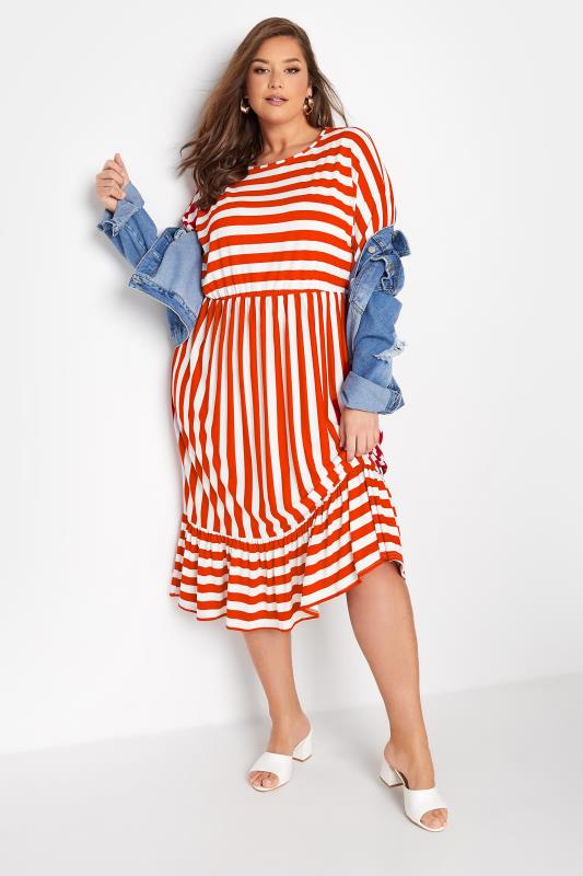 LIMITED COLLECTION Curve Red Stripe Print Midaxi Smock Dress_B.jpg