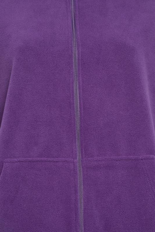 YOURS Plus Size Purple Zip Fleece Jacket | Yours Clothing 7