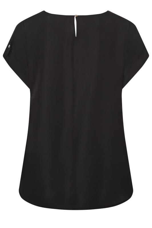 YOURS Plus Size Black Tab Short Sleeve Blouse | Yours Clothing 7