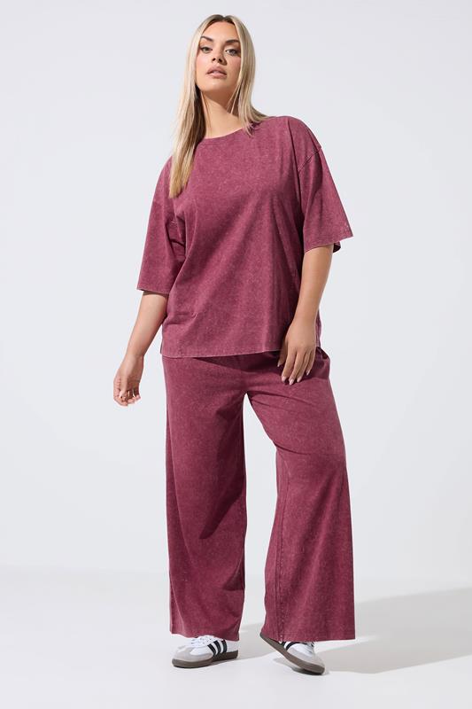 LIMITED COLLECTION Plus Size Red Acid Wash Seam Detail Top | Yours Clothing 1