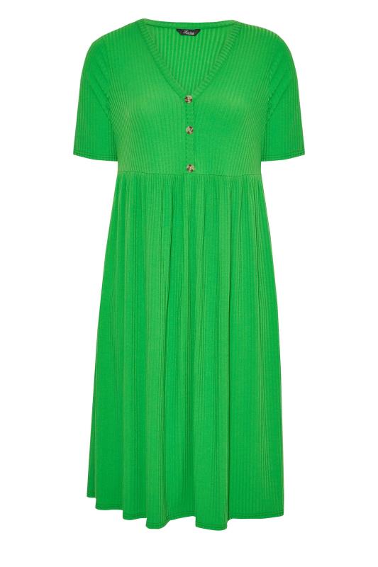 LIMITED COLLECTION Plus Size Bright Green Ribbed Peplum Midi Dress | Yours Clothing 6