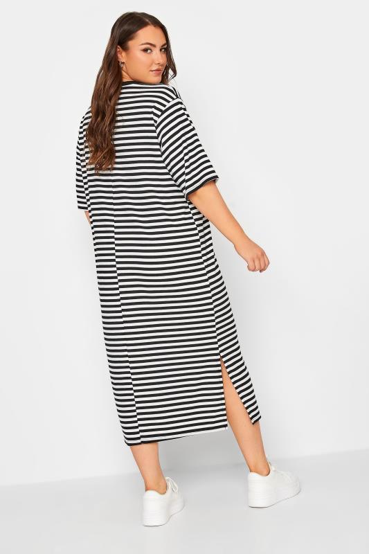 YOURS Curve Plus Size Black Stripe Midaxi Dress | Yours Clothing  3