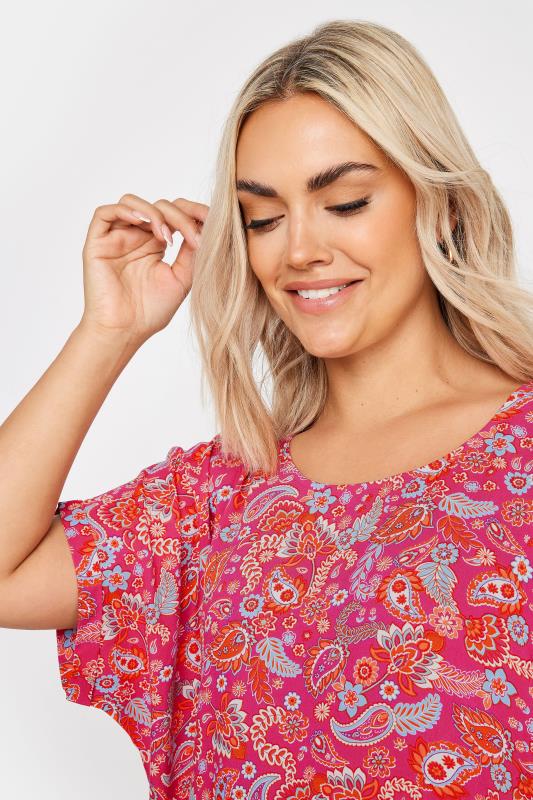 YOURS Plus Size Pink Paisley Print Shift Dress | Yours Clothing 4