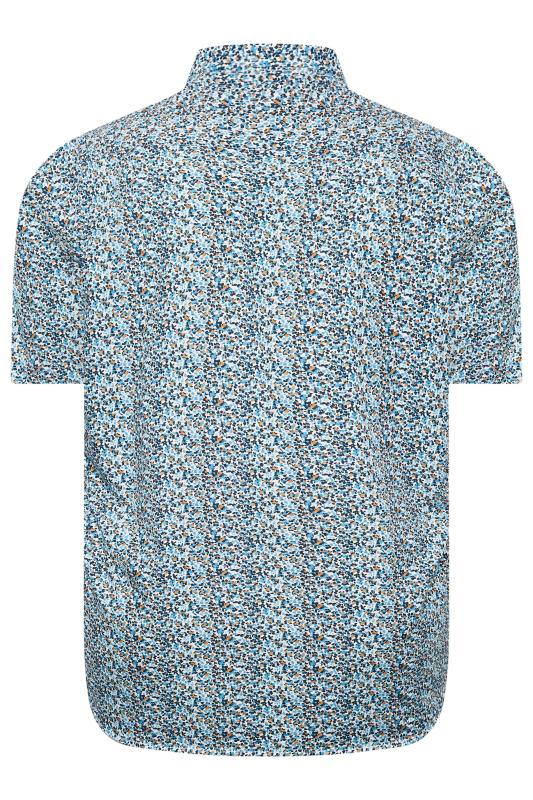 KAM Big & Tall Blue Floral Print Short Sleeve Shirt  | BadRhino 4