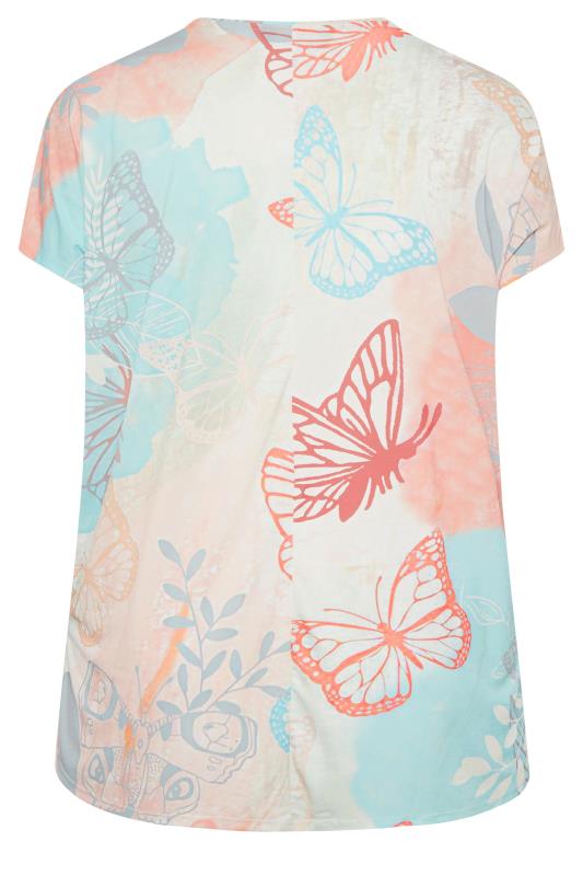 YOURS Curve Plus Size White Butterfly Print T-Shirt | Yours Clothing  6