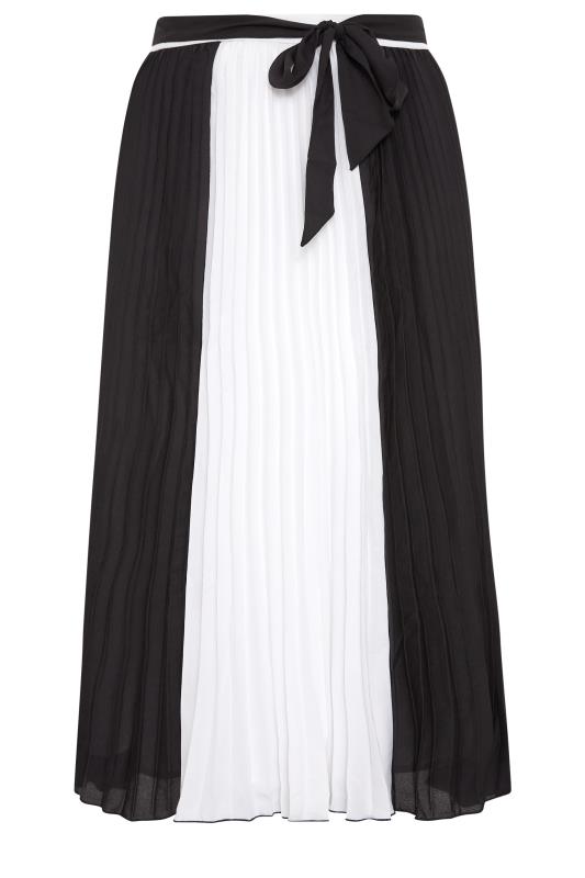 Curve YOUR LONDON Black Colour Block Pleated Maxi Skirt 4
