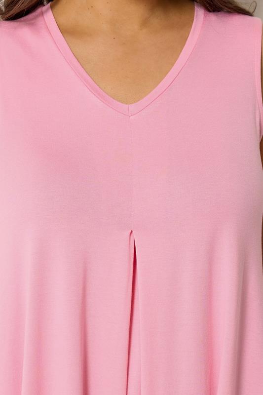 YOURS Plus Size Bright Pink Pleat Front Vest Top | Yours Clothing 4
