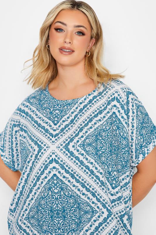 YOURS Plus Size Blue Tile Print Tunic Dress | Yours Clothing 4