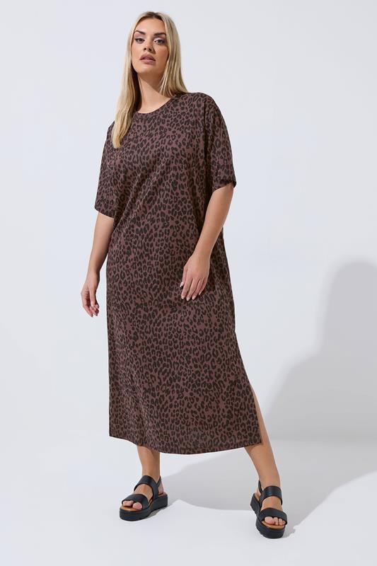  LIMITED COLLECTION vestido largo de leopardo marrón chocolate
