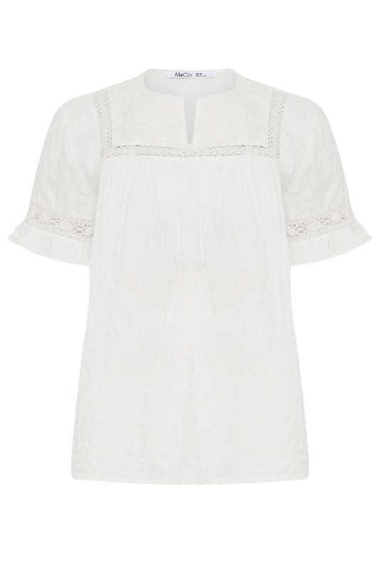 M&Co Ivory White Embroidered Cotton Ruffle Top | M&Co 5