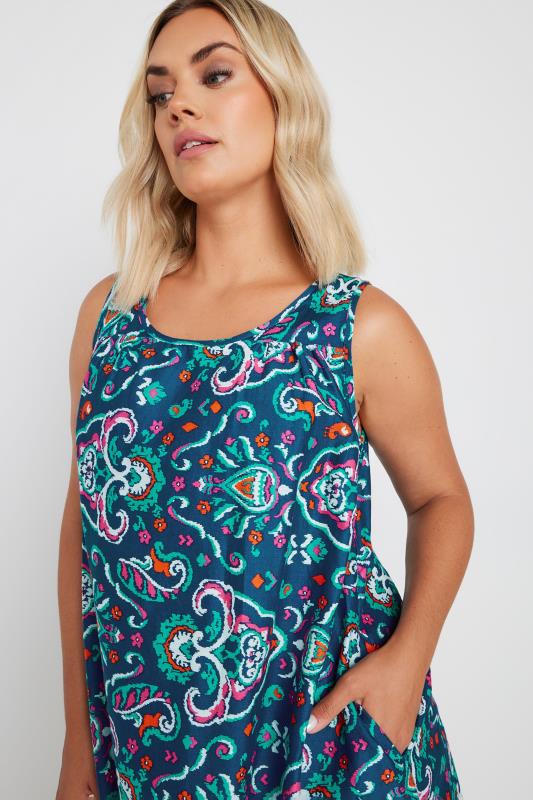 YOURS Plus Size Blue Paisley Print Pocket Swing Dress | Yours Clothing 4