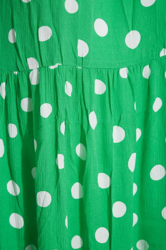 Plus Size Green Spot Print Sleeveless Crinkle Dress | Yours Clothing 5