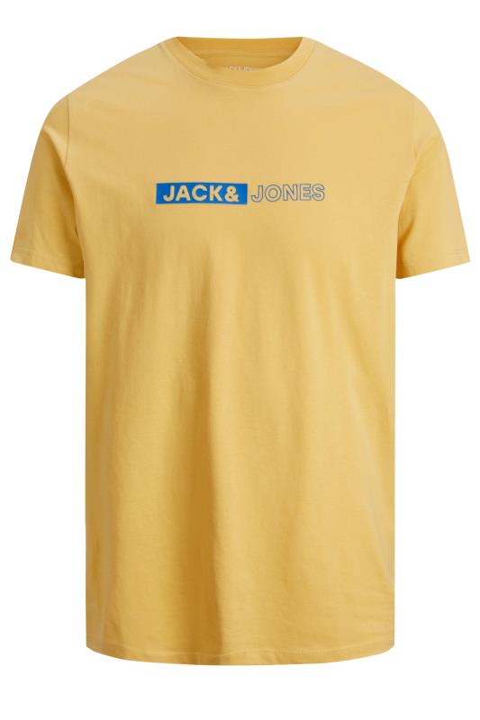 JACK & JONES Big & Tall Mens Yellow Logo T-Shirt | BadRhino  2