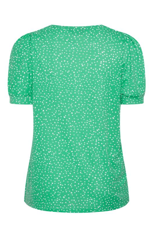 Curve Green Spot Print Puff Sleeve T-Shirt 7