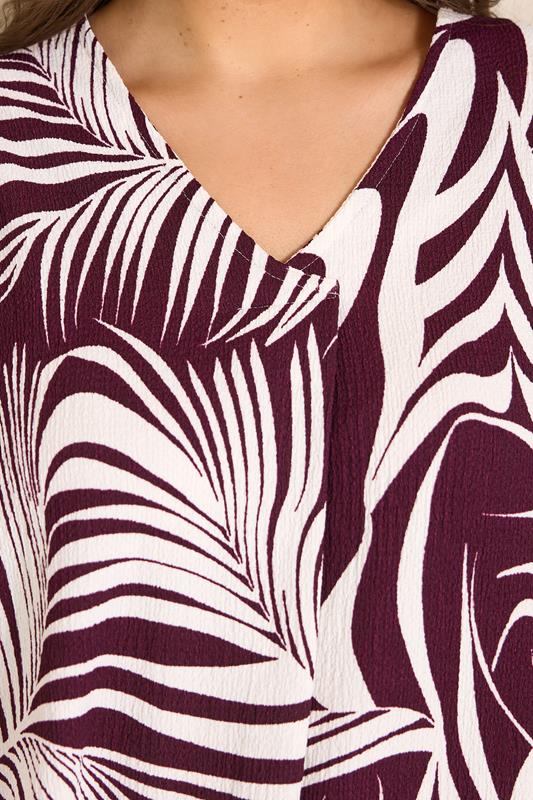 EVANS Plus Size Berry Red Palm Leaf Pleat Front Top | Evans  4