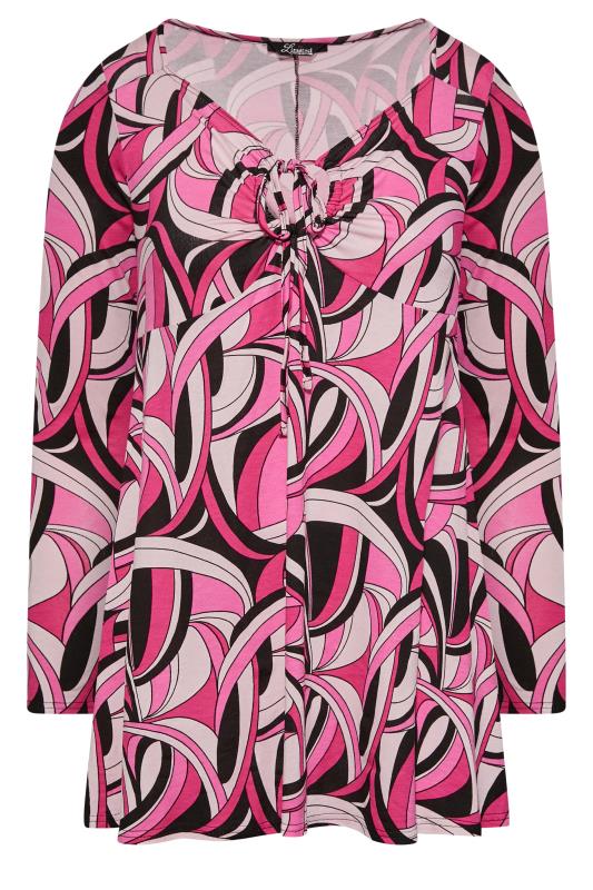 LIMITED COLLECTION Plus Size Pink Abstract Print Keyhole Tie Swing Top | Yours Clothing 7