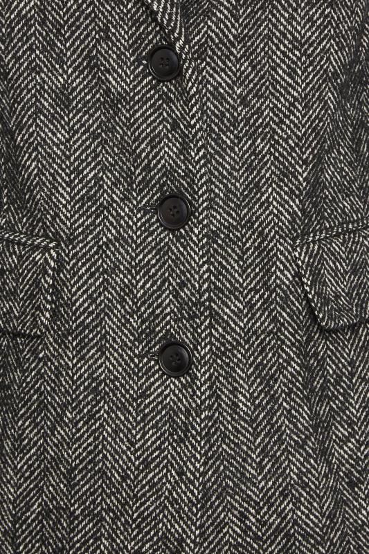 YOURS Plus Size Black Herringbone Midi Formal Coat | Yours Clothing 6