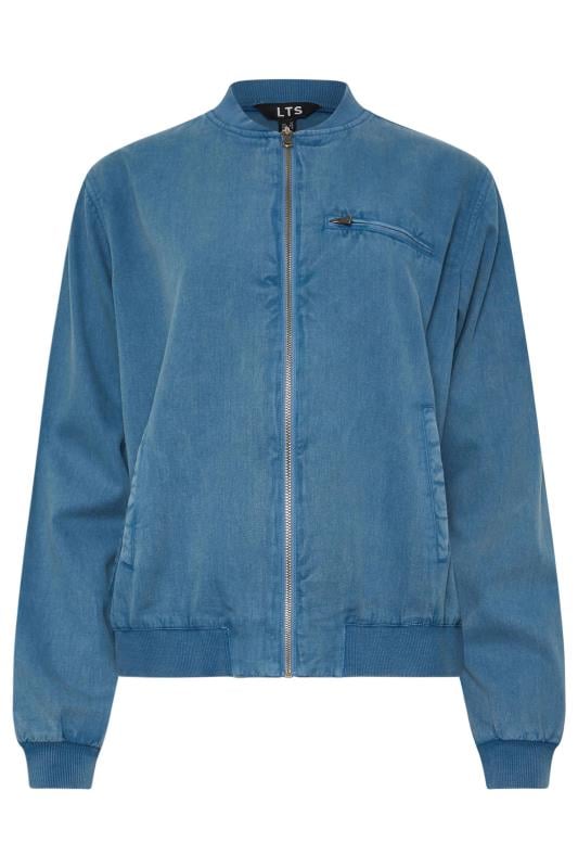 LTS Tall Blue Acid Wash Denim Bomber Jacket | Long Tall Sally 5