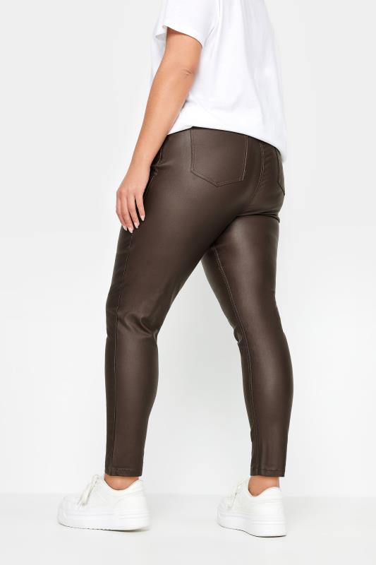 Plus Size Chocolate Brown Coated Skinny Stretch AVA Jeans | Yours Clothing 3