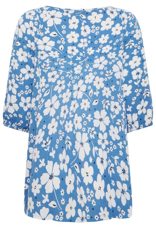 YOURS Plus Size Blue Floral Gypsy Top | Yours Clothing 7