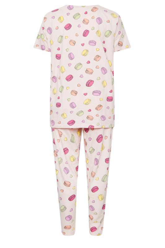 YOURS Curve Plus Size Pink Macaroon Print Pyjama Set | Yours Clothing  6