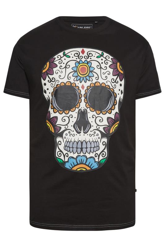 KAM Big & Tall Mens Black Skull Printed T-Shirt | BadRhino 3