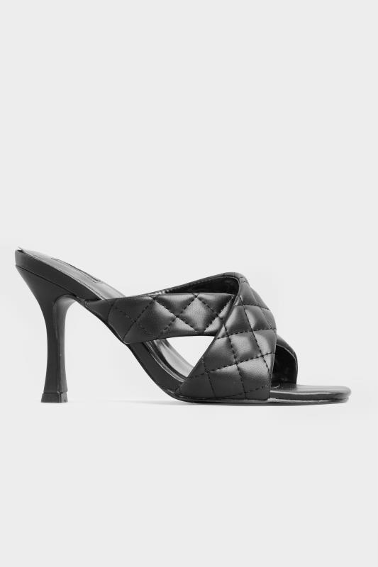 LIMITED COLLECTION Black Cross Quilted Stiletto Mules In Extra Wide EEE Fit_A.jpg