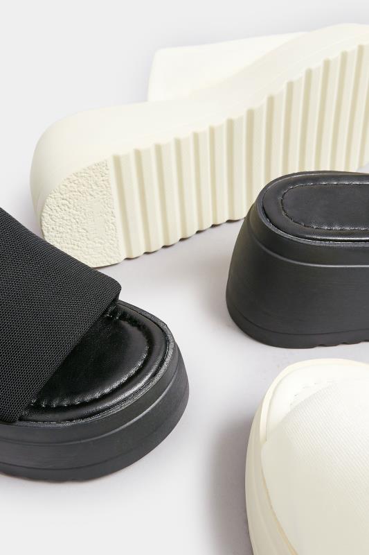 PixieGirl Black Wedge Platform Mule Sandals In Standard Fit | PixieGirl 7