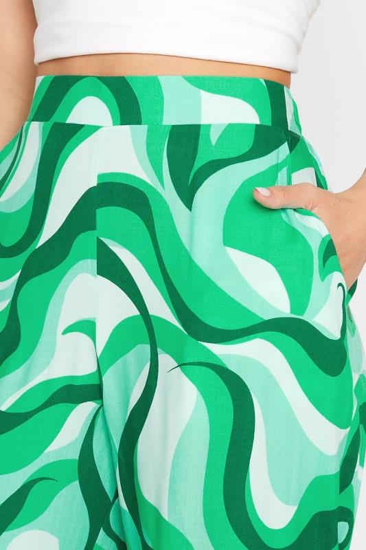 LTS Tall Women's Bright Green Swirl Print Wide Leg Trousers | Long Tall Sally 3