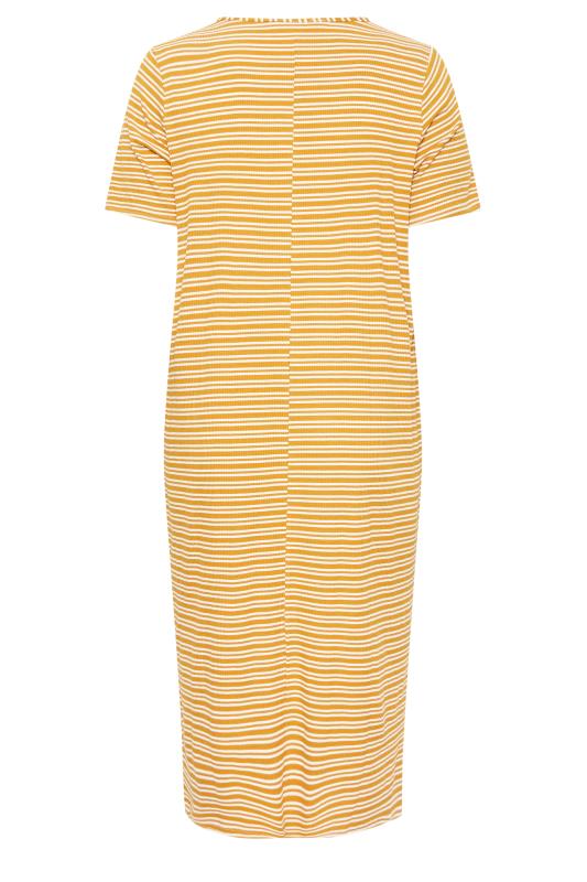 YOURS Plus Size Orange Stripe Print Maxi T-Shirt Dress | Yours Clothing 6