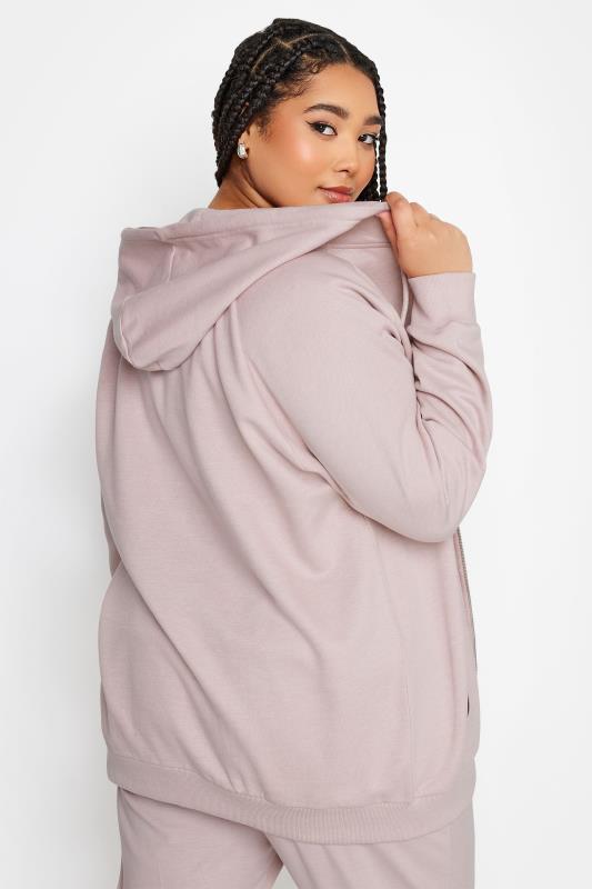YOURS Plus Size Dusty Pink Zip Through Hoodie | Yours Clothing 4