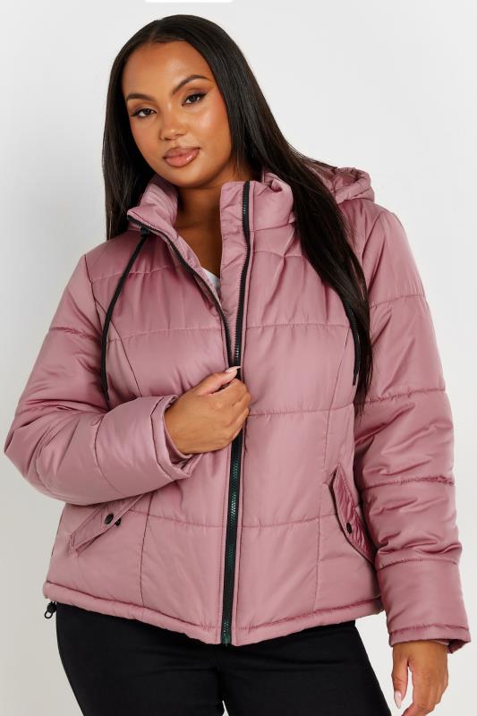 YOURS Plus Size Pink Boxy Short Padded Coat | Yours Clothing 5