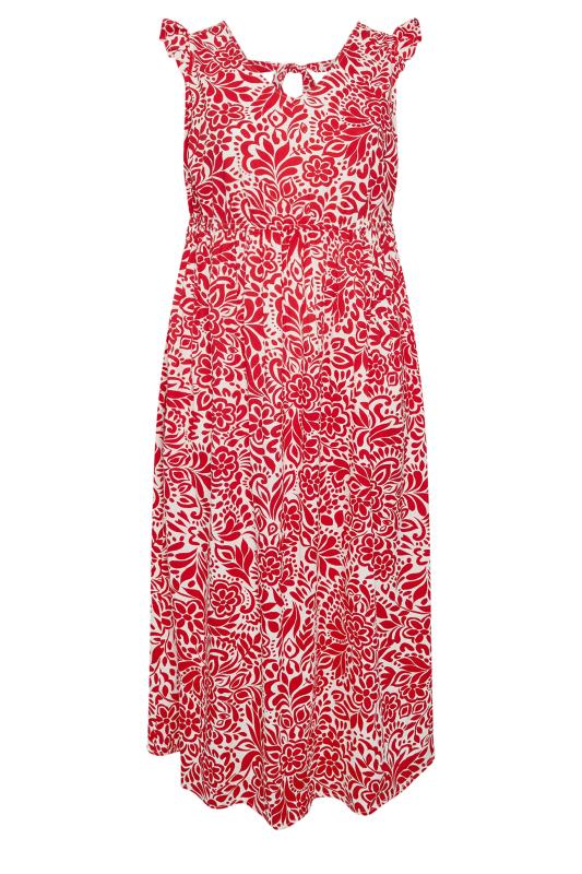 YOURS Plus Size Red Paisley Print Frill Sleeve Maxi Dress | Yours Clothing 6