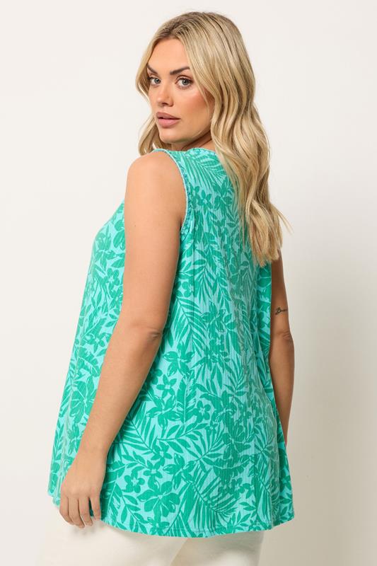 YOURS Plus Size Green Contrast Stitch Vest Top | Yours Clothing 2