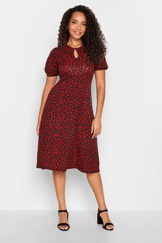 Women's  M&Co Red Animal Print Keyhole Maxi Dress