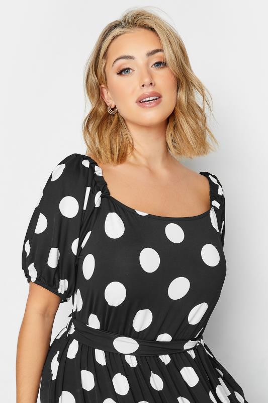 YOURS Plus Size Black Polka Dot Print Tiered Maxi Dress | Yours Clothing 4