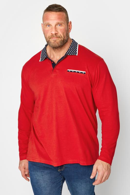 BadRhino Big & Tall Red Dobby Collar Polo Shirt | BadRhino 1