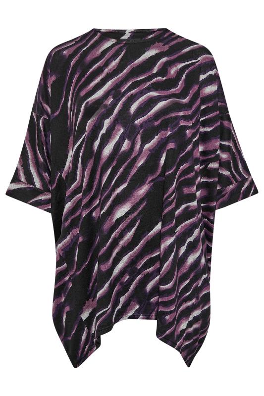 Plus Size Black & Purple Zebra Print Hanky Hem Top | Yours Clothing 6