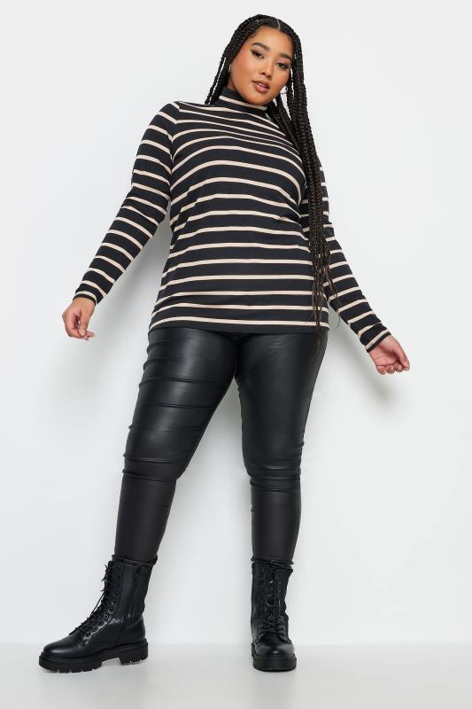 YOURS Plus Size Black Stripe Turtle Neck Top | Yours Clothing 4