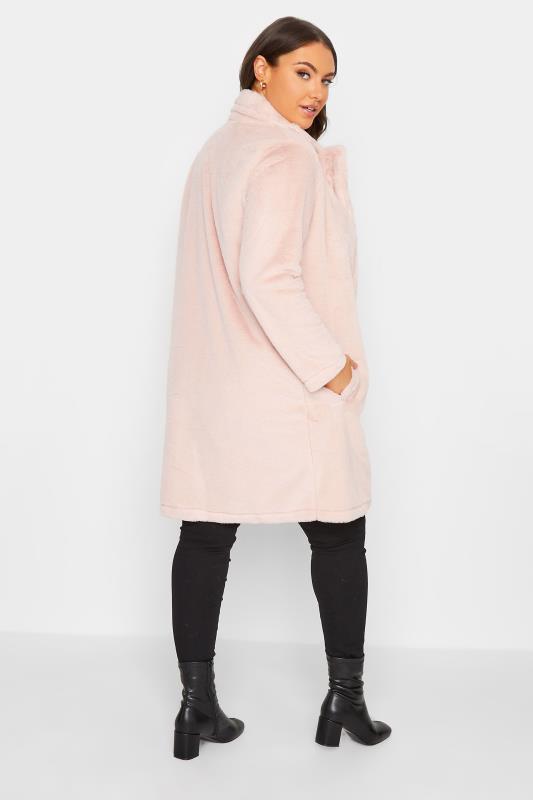 YOURS Plus Size Pink Faux Fur Jacket | Yours Clothing 3