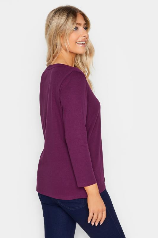 M&Co Purple Long Sleeve Cotton Blend Top | M&Co  3