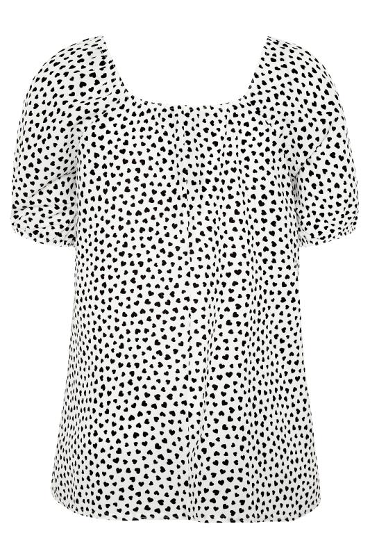 LIMITED COLLECTION White Square Neck Heart Print Milkmaid Top | Yours Clothing 6