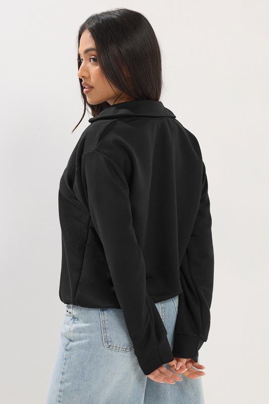 PixieGirl Petite Women's Black Collar Oversized Sweatshirt | PixieGirl 2
