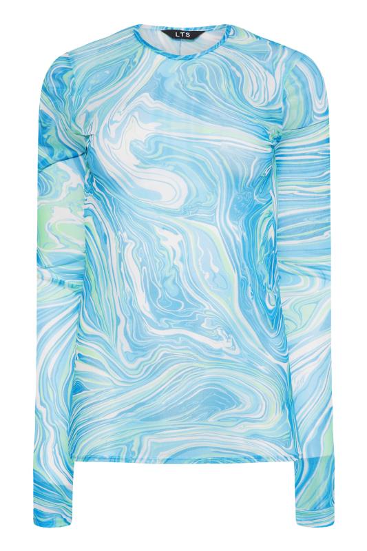 LTS Tall Bright Blue Swirl Print Mesh Top | Long Tall Sally 2