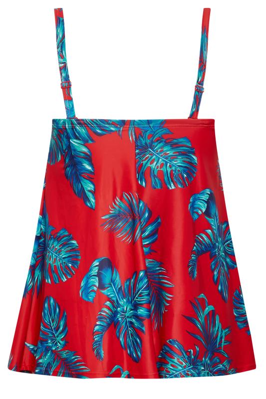 YOURS Curve Plus Size Red Palm Leaf Tankini Top | Yours Clothing  14