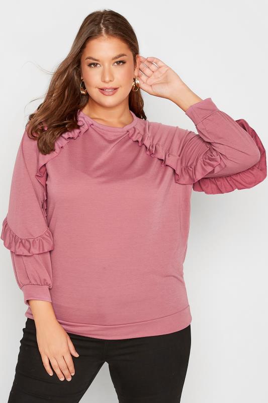 LIMITED COLLECTION Curve Pink Frill Sleeve Top 1