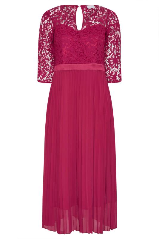 YOURS LONDON Curve Burgundy Red Lace Pleated Bridesmaid Maxi Dress_f.jpg