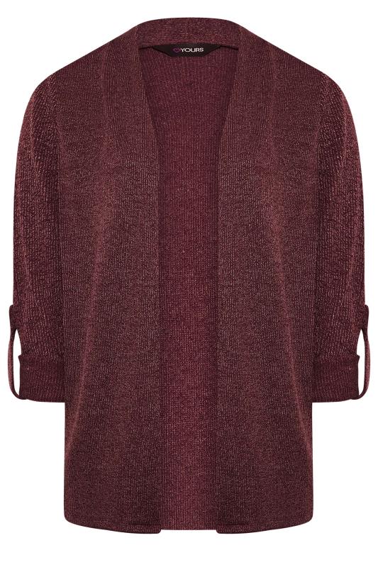 Curve Plus Size Womens Burgundy Red Knit Cardigan | Yours Clothing 6